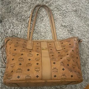 Brown and cream MCM bag